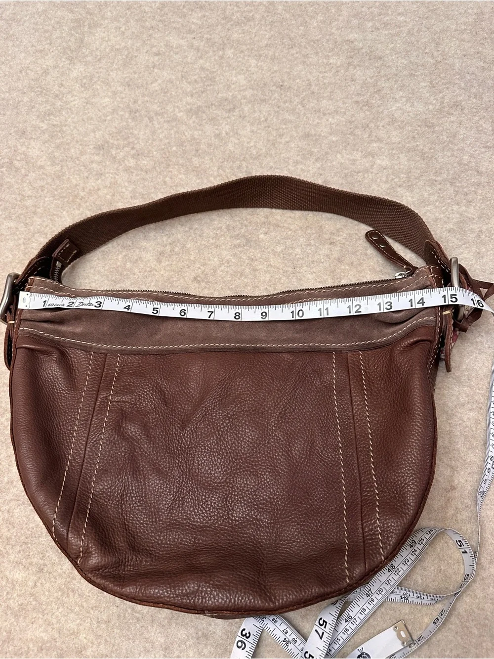 Fossil Vintage Y2K Brown Leather Suede Hobo Shoulder Bag Purse